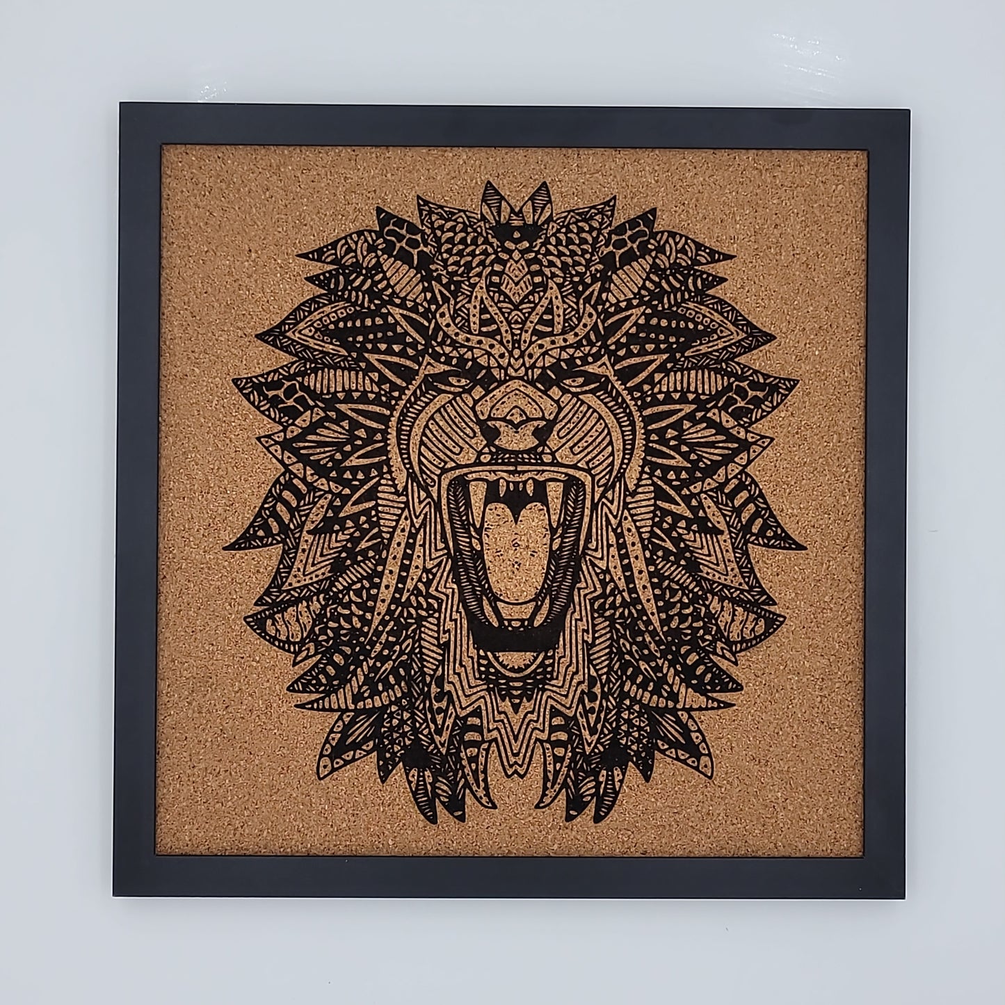 Zentangle Lion Corkboard 12"x12"