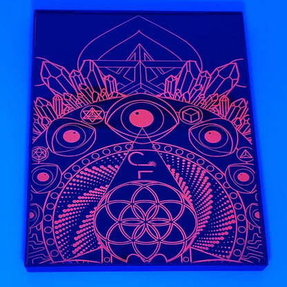 The Beholder UV Reactive Glass Engraving 7"x9"