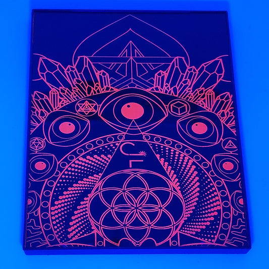 The Beholder UV Reactive Glass Engraving 7"x9"