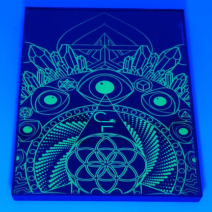 The Beholder UV Reactive Glass Engraving 7"x9"